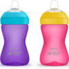 Philips AVENT My Easy Sippy Cup with Soft Spout and Spill-Proof Design, Pink/Purple, 9oz, SCF553/23 (Pack of 2)