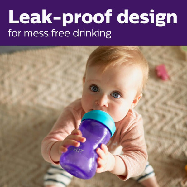Philips AVENT My Easy Sippy Cup with Soft Spout and Spill-Proof Design, Pink/Purple, 9oz, SCF553/23 (Pack of 2)