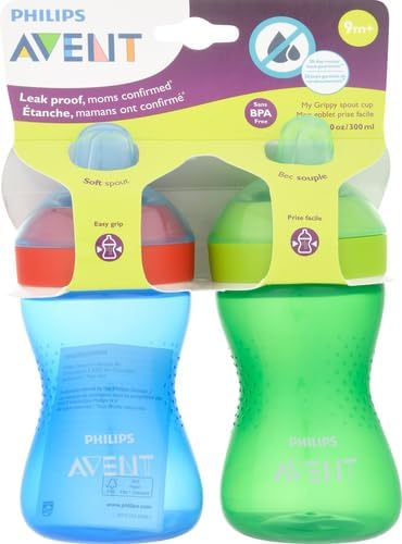Philips AVENT My Easy Sippy Cup with Soft Spout and Spill-Proof Design, Pink/Purple, 9oz, SCF553/23 (Pack of 2)