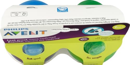 Philips AVENT My Easy Sippy Cup with Soft Spout and Spill-Proof Design, Pink/Purple, 9oz, SCF553/23 (Pack of 2)