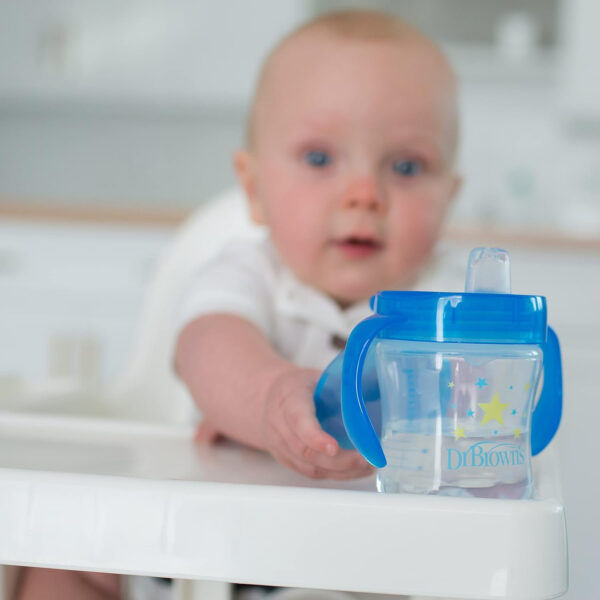 Dr. Brown's Milestones Soft Spout Sippy Cup with Handles, Blue Star, BPA-Free, 6 oz/180 mL, 6m+