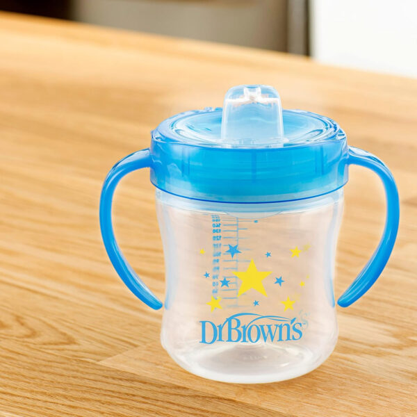 Dr. Brown's Milestones Soft Spout Sippy Cup with Handles, Blue Star, BPA-Free, 6 oz/180 mL, 6m+