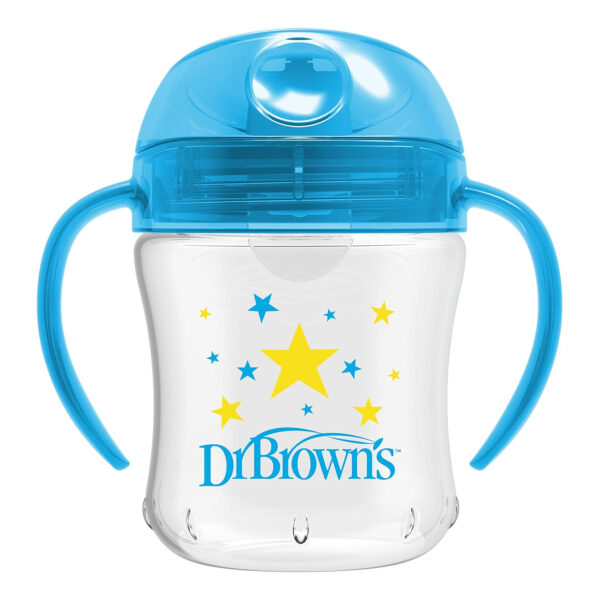 Dr. Brown's Milestones Soft Spout Sippy Cup with Handles, Blue Star, BPA-Free, 6 oz/180 mL, 6m+