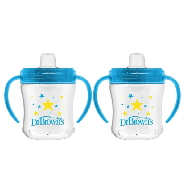 Dr. Brown's Milestones Soft Spout Sippy Cup with Handles, Blue Star, BPA-Free, 6 oz/180 mL, 6m+