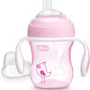 Chicco Transition Sippy Cup with Silicone Spout and Spill-Free Lid 7oz.| Calibration Markings | Removable Handles | Top-Rack Dishwasher Safe | Easy to Hold with Ergonomic Indents | Pink| 4+ months