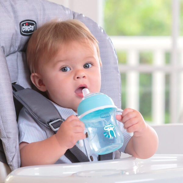 Chicco Transition Sippy Cup with Silicone Spout and Spill-Free Lid 7oz.| Calibration Markings | Removable Handles | Top-Rack Dishwasher Safe | Easy to Hold with Ergonomic Indents | Pink| 4+ months
