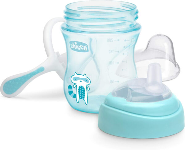 Chicco Transition Sippy Cup with Silicone Spout and Spill-Free Lid 7oz.| Calibration Markings | Removable Handles | Top-Rack Dishwasher Safe | Easy to Hold with Ergonomic Indents | Pink| 4+ months