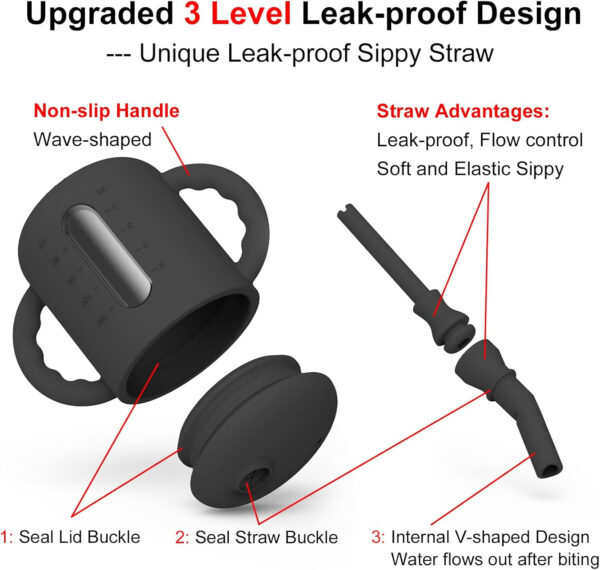 Seposeve 2 Pack Silicone Sippy Cups, Leak-Proof Baby Straw Cup for 6-12 Months, Spill Proof Toddler Cup with Straw 1-3 Years, with Capacity Marking, Non-slip Handle, Flow Control, 6 oz, Green Blue