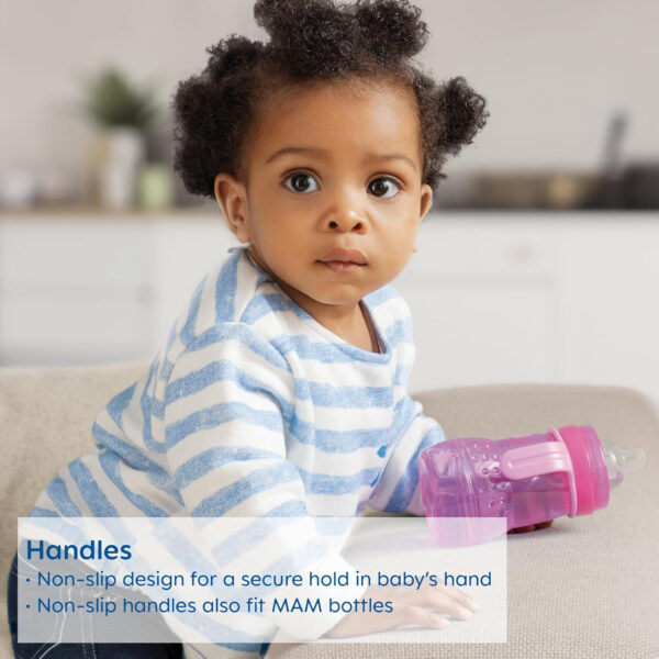 MAM Trainer Sippy Cup for Toddlers 1-3, 8 oz. Transition Drinking Cup with Extra-Soft Spout, Spill-Free Nipple, and Non-Slip Handles, for Girls 4+ Months, 1 Count