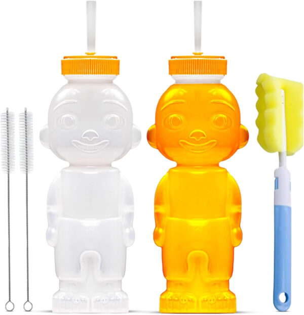 688c319c1a391d59817e43a90daaaaea59e56291b4ccf5c95e724.jpg 2 Pack Honey Bear Straw Cup for Babies - 8-oz Honeybear Bottle Baby Cup Set with Improved Safety Lid Design,Training Straws & Cleaning Kit, Leak-Proof Therapy Learning Sippy Cups,Food-Grade & BPA Free
