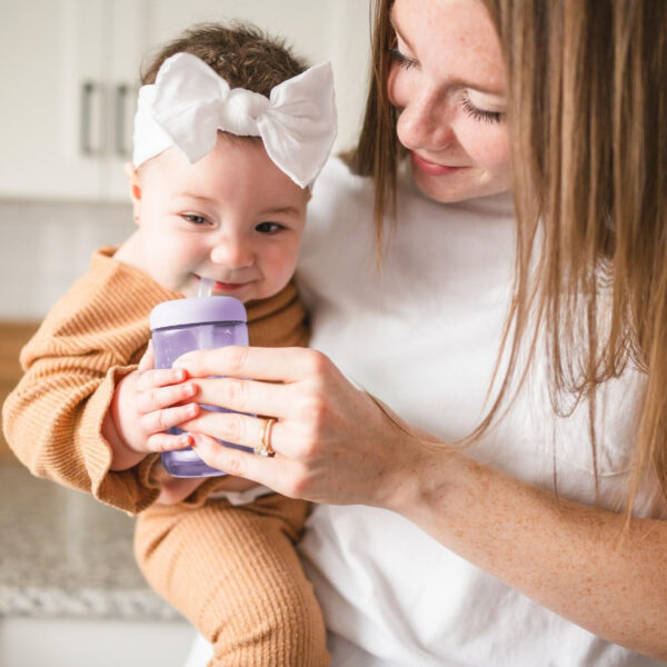 The First Years Squeeze & Sip Toddler Straw Cups - Squeezable Transition Sippy Cup with Silicone Straw - Toddler Feeding Supplies - 7 Oz - 3 Count - Ages 6 Months and Up
