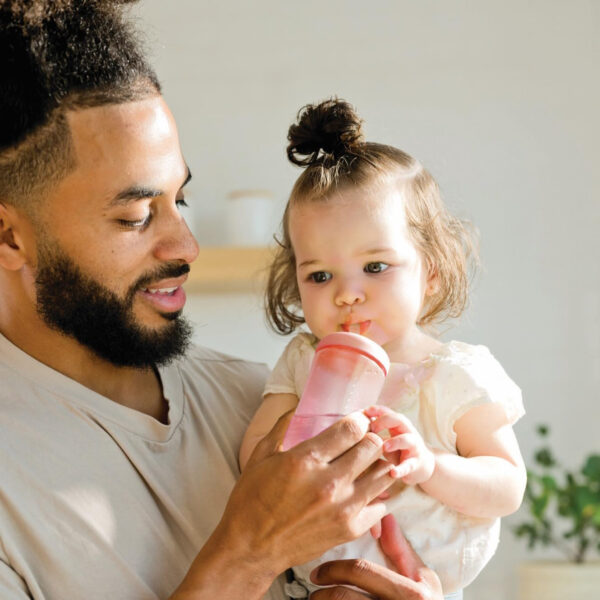 The First Years Squeeze & Sip Toddler Straw Cups - Squeezable Transition Sippy Cup with Silicone Straw - Toddler Feeding Supplies - 7 Oz - 3 Count - Ages 6 Months and Up