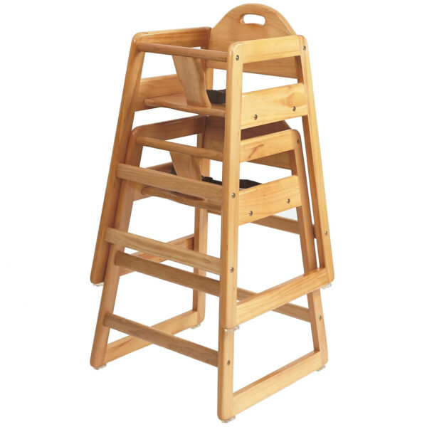 Wooden High Chair for Baby & Toddler – Restaurant-Style Stackable HighChair with Commercial Grade Solid Wood for Dining Table & Kitchen – Compact & Portable Design for Home & Restaurant Use -Natural