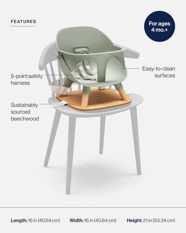 688c324f6aa2e638afcebbfb84f8bd42ab9cde2380fc8b4add669.jpg Lalo The Booster Seat for Babies & Toddlers, Children's Booster Seat, Easy to Clean Five-Point Safety Harness & Durable Non-Toxic Plastic Seat & Belly Bar - Sage