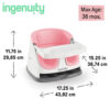 Ingenuity Baby Base 2-in-1 Booster Feeding and Floor Seat with Self-Storing Tray - Peony