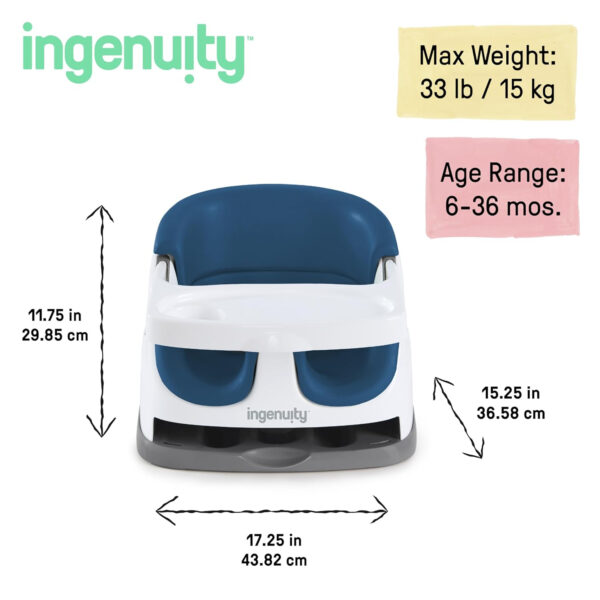 Ingenuity Baby Base 2-in-1 Booster Feeding and Floor Seat with Self-Storing Tray - Peony