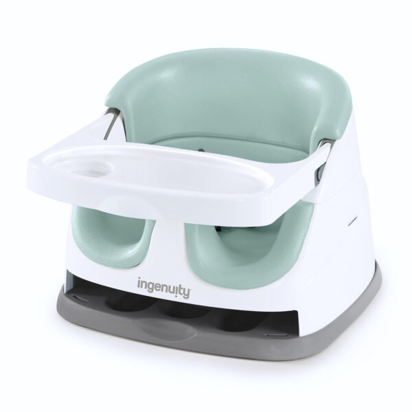 Ingenuity Baby Base 2-in-1 Booster Feeding and Floor Seat with Self-Storing Tray - Peony