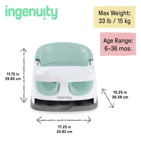 Ingenuity Baby Base 2-in-1 Booster Feeding and Floor Seat with Self-Storing Tray - Peony