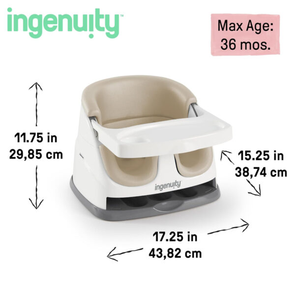 Ingenuity Baby Base 2-in-1 Booster Feeding and Floor Seat with Self-Storing Tray - Peony