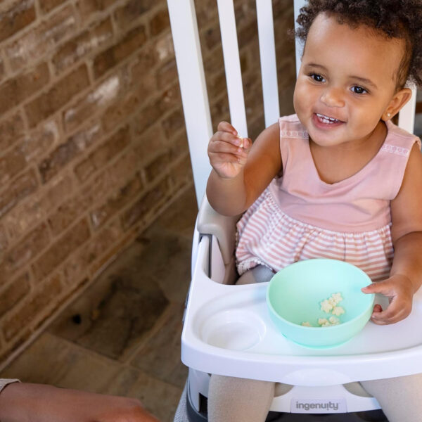 Ingenuity Baby Base 2-in-1 Booster Feeding and Floor Seat with Self-Storing Tray - Peony