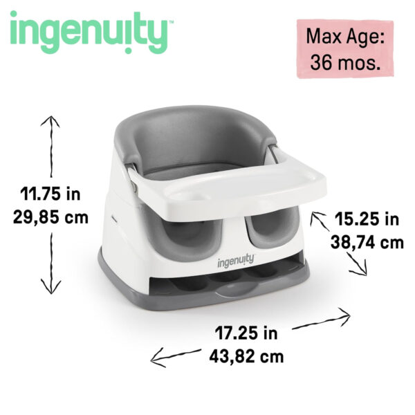 Ingenuity Baby Base 2-in-1 Booster Feeding and Floor Seat with Self-Storing Tray - Peony