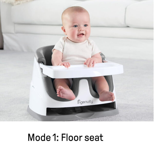 Ingenuity Baby Base 2-in-1 Booster Feeding and Floor Seat with Self-Storing Tray - Peony