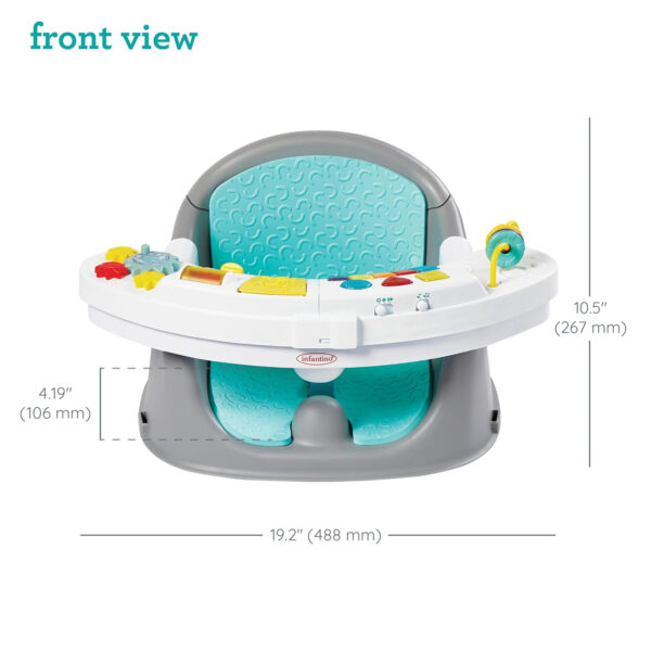 Infantino Music & Lights 3-in-1 Discovery Seat & Booster, Toddler Booster Seat for Dining Table or Kitchen Chair, Baby Activity Center & Snack Tray, Teal