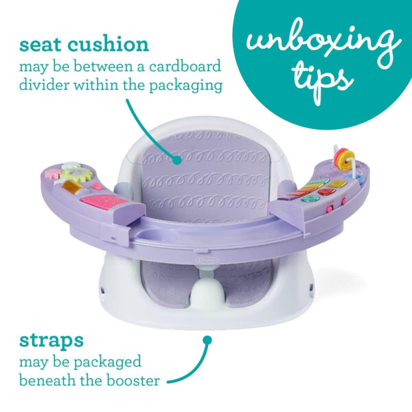Infantino Music & Lights 3-in-1 Discovery Seat & Booster, Toddler Booster Seat for Dining Table or Kitchen Chair, Baby Activity Center & Snack Tray, Teal