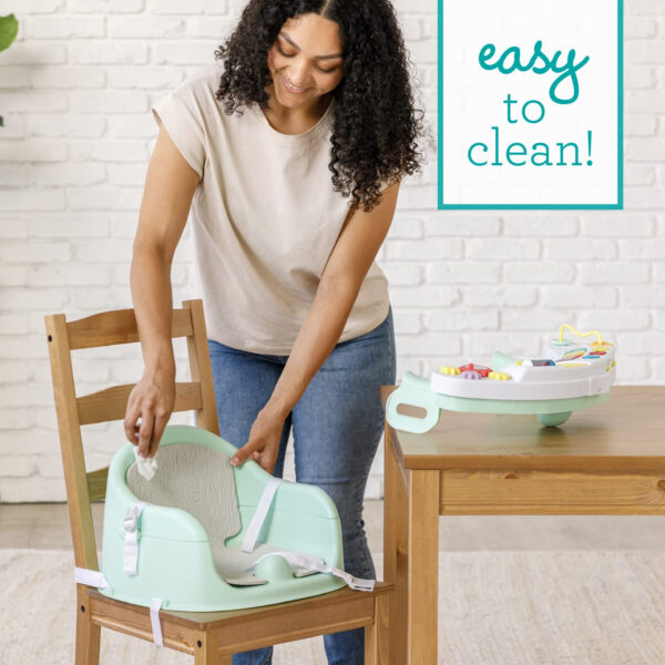 Infantino Music & Lights 3-in-1 Discovery Seat & Booster, Toddler Booster Seat for Dining Table or Kitchen Chair, Baby Activity Center & Snack Tray, Teal