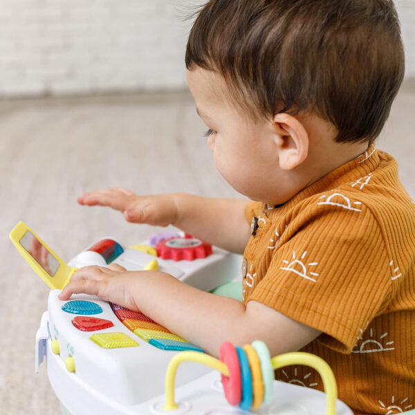 Infantino Music & Lights 3-in-1 Discovery Seat & Booster, Toddler Booster Seat for Dining Table or Kitchen Chair, Baby Activity Center & Snack Tray, Teal