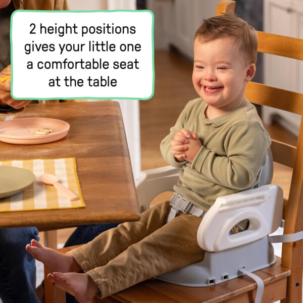 Ingenuity by Summer Unisex Deluxe Comfort Folding Booster Seat with Feeding Tray, Chair Straps Secure Booster, and Removable Seat Pad, Grey