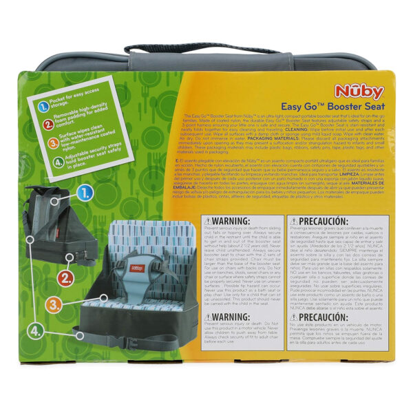 688c347f7913fca29f0d768675769369f3264a841101d387a8fb8.jpg Nuby Easy Go Booster Seat - Travel Booster Seat for Babies and Toddlers - Holds Up to 35 Pounds - 9+ Months - Gray
