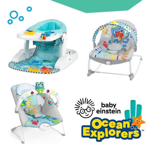 Baby Einstein Dine & Discover Multi-Use Booster Feeding & Floor Activity Seat with Self-Storing Tray