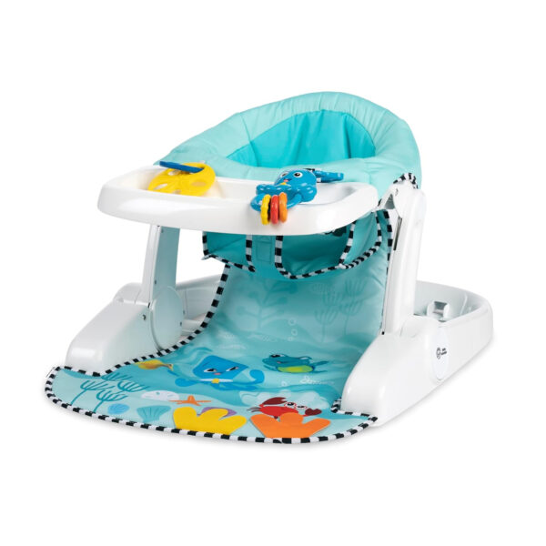 Baby Einstein Dine & Discover Multi-Use Booster Feeding & Floor Activity Seat with Self-Storing Tray