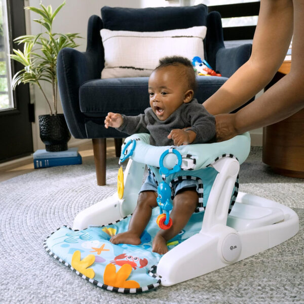 Baby Einstein Dine & Discover Multi-Use Booster Feeding & Floor Activity Seat with Self-Storing Tray