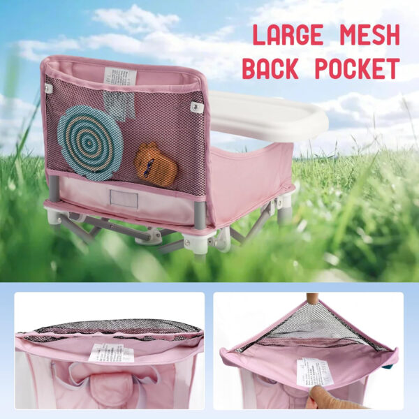 Portable 3-in-1 Baby Booster Seat – Cozy Floor Seat, Feeding Seat with Tray, Toddler Booster – Compact, Foldable, Safe with Child Safety Belt Carry Bag – Perfect for Travel & Family Time