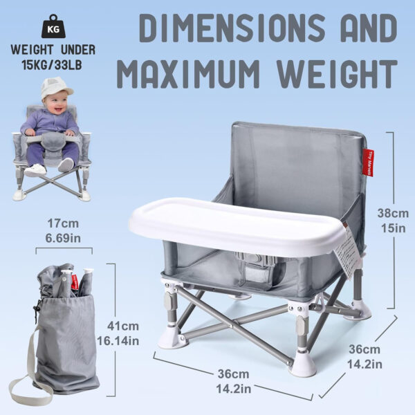 Portable 3-in-1 Baby Booster Seat – Cozy Floor Seat, Feeding Seat with Tray, Toddler Booster – Compact, Foldable, Safe with Child Safety Belt Carry Bag – Perfect for Travel & Family Time