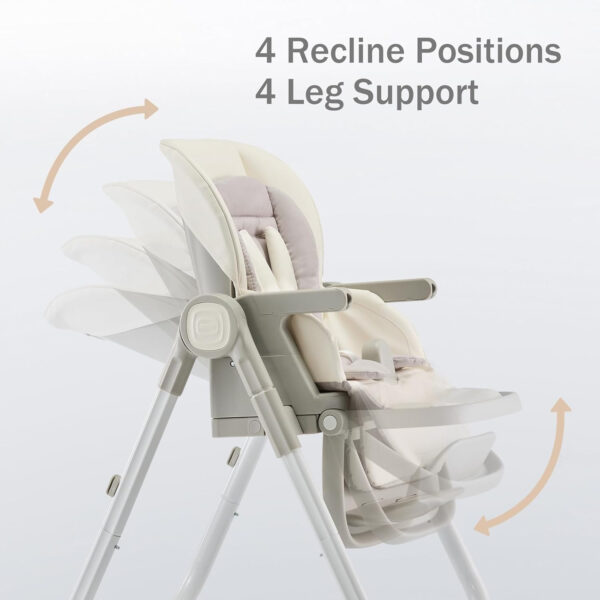 6 in 1 Convertible High Chairs for Babies and Toddlers,Portable High Chair with Dishwasher Tray and 4 Wheel,Booster Seat for Dining Table,Foldable Toddle and Baby Feeding Highchair (Gold-Grey)