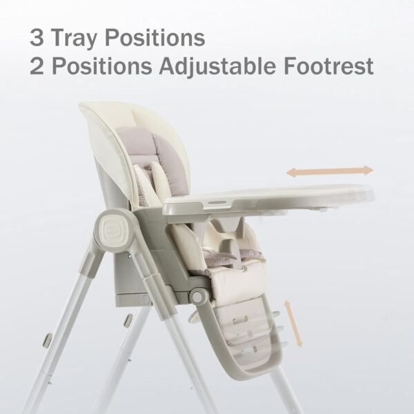 6 in 1 Convertible High Chairs for Babies and Toddlers,Portable High Chair with Dishwasher Tray and 4 Wheel,Booster Seat for Dining Table,Foldable Toddle and Baby Feeding Highchair (Gold-Grey)