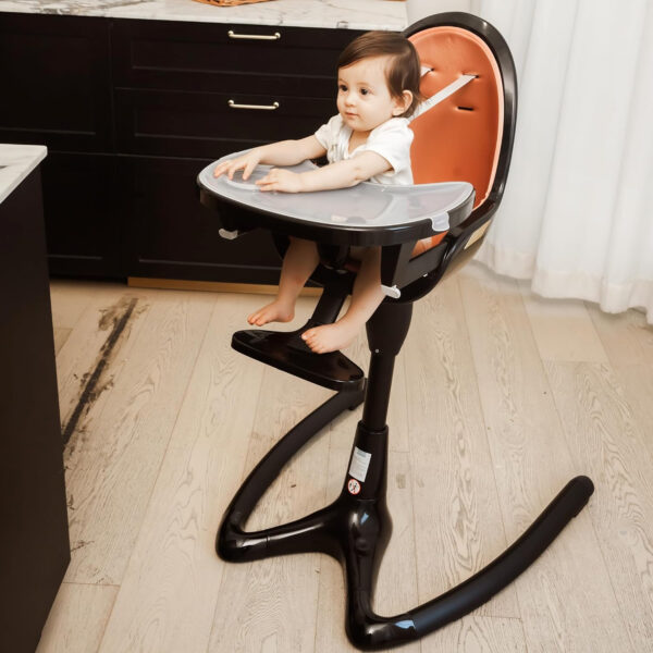 Hot Mom Baby High Chair Adjustable Seat Angle Lift Height Double Tray Luxury Baby Eating Chair,Lifetime Availability,White Gold