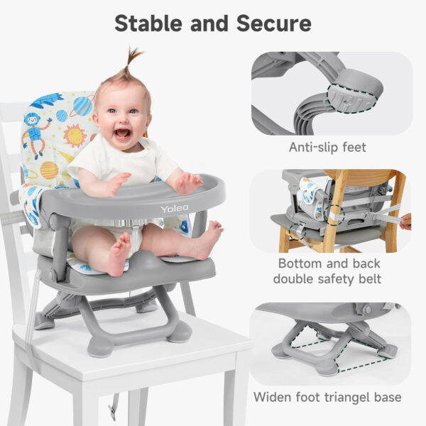 YOLEO Baby High Chair Booster Seat for Dining Table, Adjustable Height Travel Foldable High Chairs with Tray