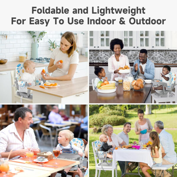 YOLEO Baby High Chair Booster Seat for Dining Table, Adjustable Height Travel Foldable High Chairs with Tray