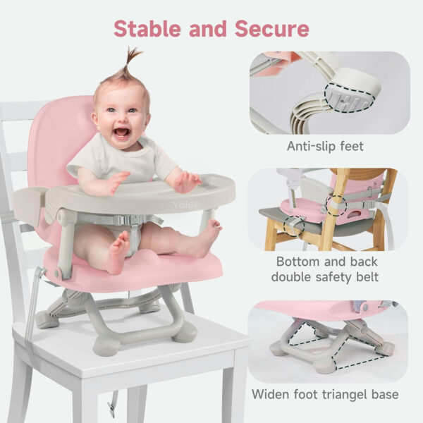 YOLEO Baby High Chair Booster Seat for Dining Table, Adjustable Height Travel Foldable High Chairs with Tray