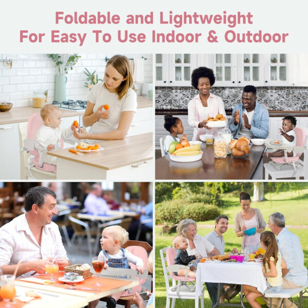 YOLEO Baby High Chair Booster Seat for Dining Table, Adjustable Height Travel Foldable High Chairs with Tray