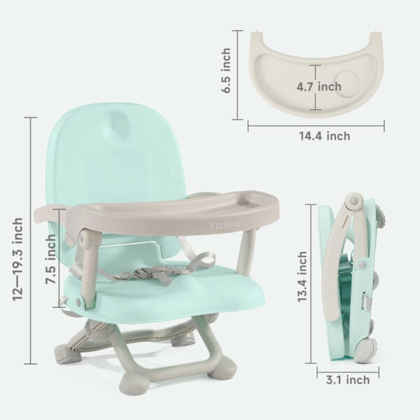 YOLEO Baby High Chair Booster Seat for Dining Table, Adjustable Height Travel Foldable High Chairs with Tray