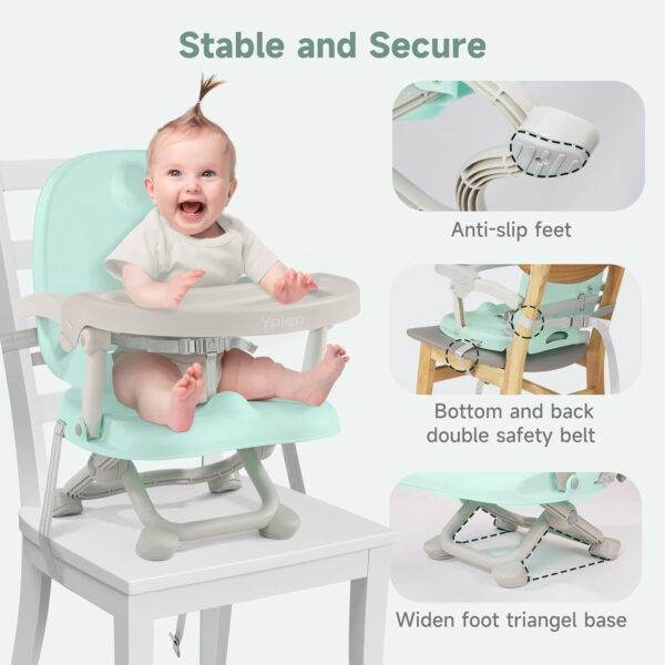 YOLEO Baby High Chair Booster Seat for Dining Table, Adjustable Height Travel Foldable High Chairs with Tray