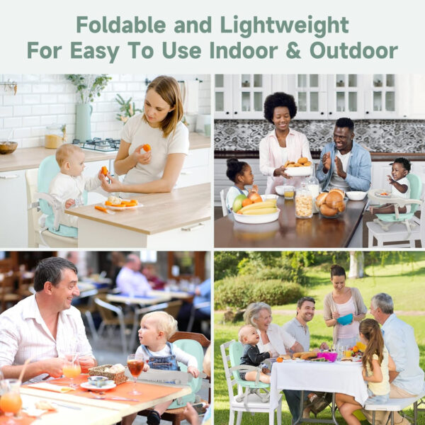 YOLEO Baby High Chair Booster Seat for Dining Table, Adjustable Height Travel Foldable High Chairs with Tray