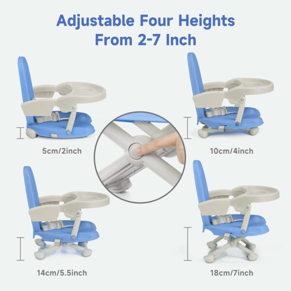 YOLEO Baby High Chair Booster Seat for Dining Table, Adjustable Height Travel Foldable High Chairs with Tray
