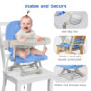 YOLEO Baby High Chair Booster Seat for Dining Table, Adjustable Height Travel Foldable High Chairs with Tray