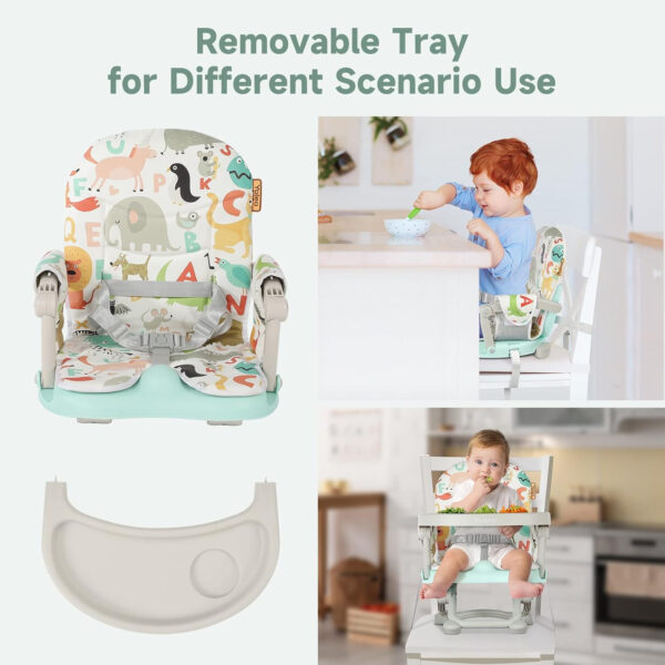 YOLEO Baby High Chair Booster Seat for Dining Table, Adjustable Height Travel Foldable High Chairs with Tray